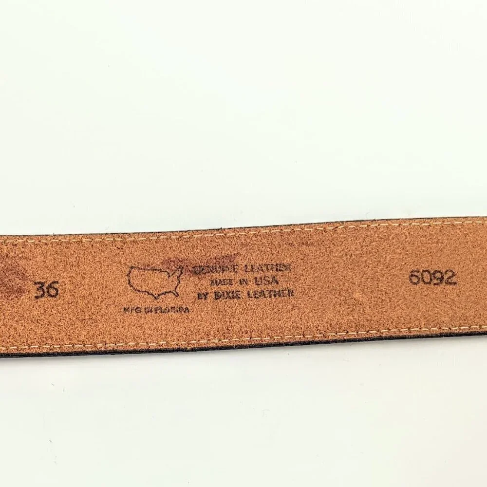 Dixie USA Leather Hand-Tooled Eagles Brown Belt NWOT